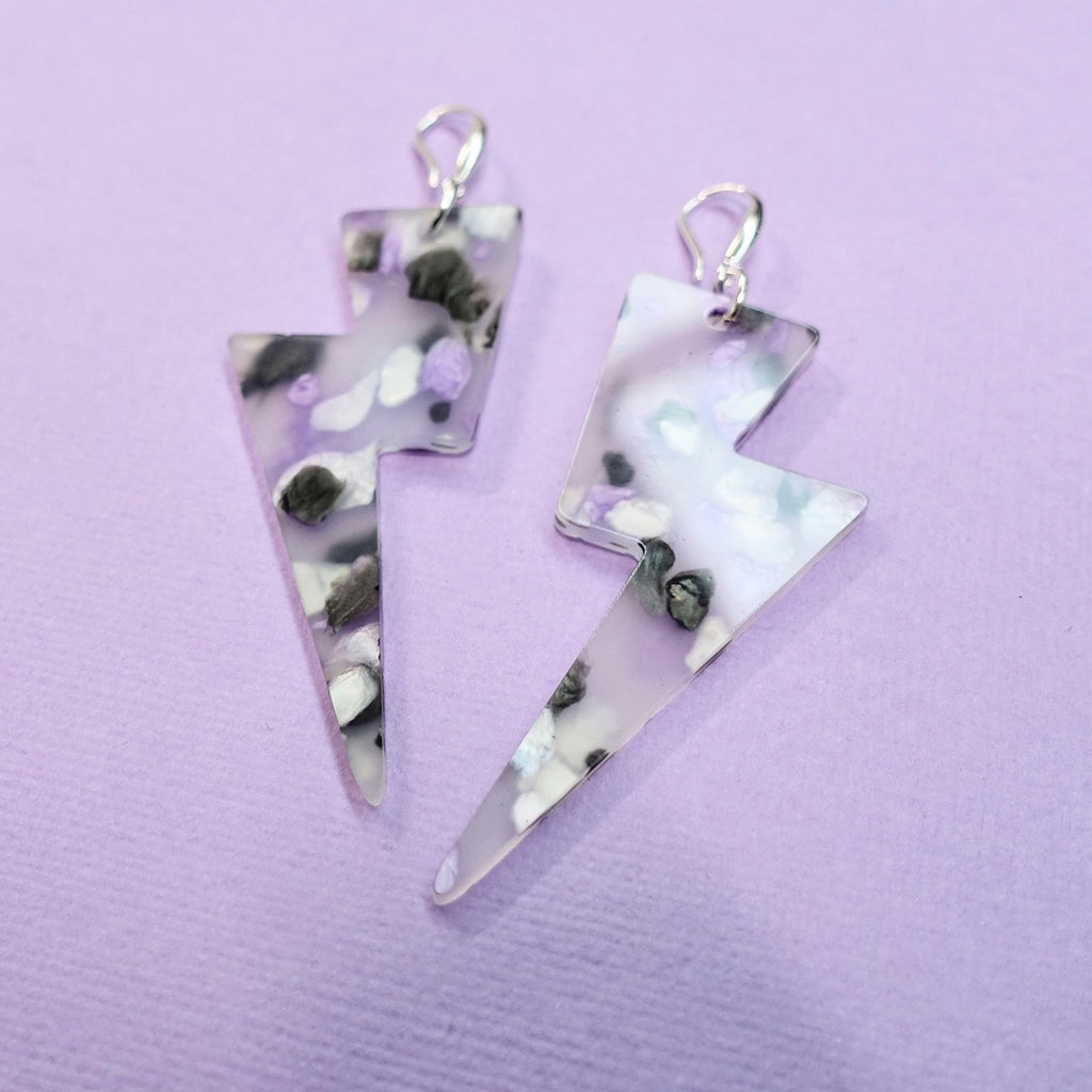 Lightning Bolt Earrings - Purple Bloom - edenki