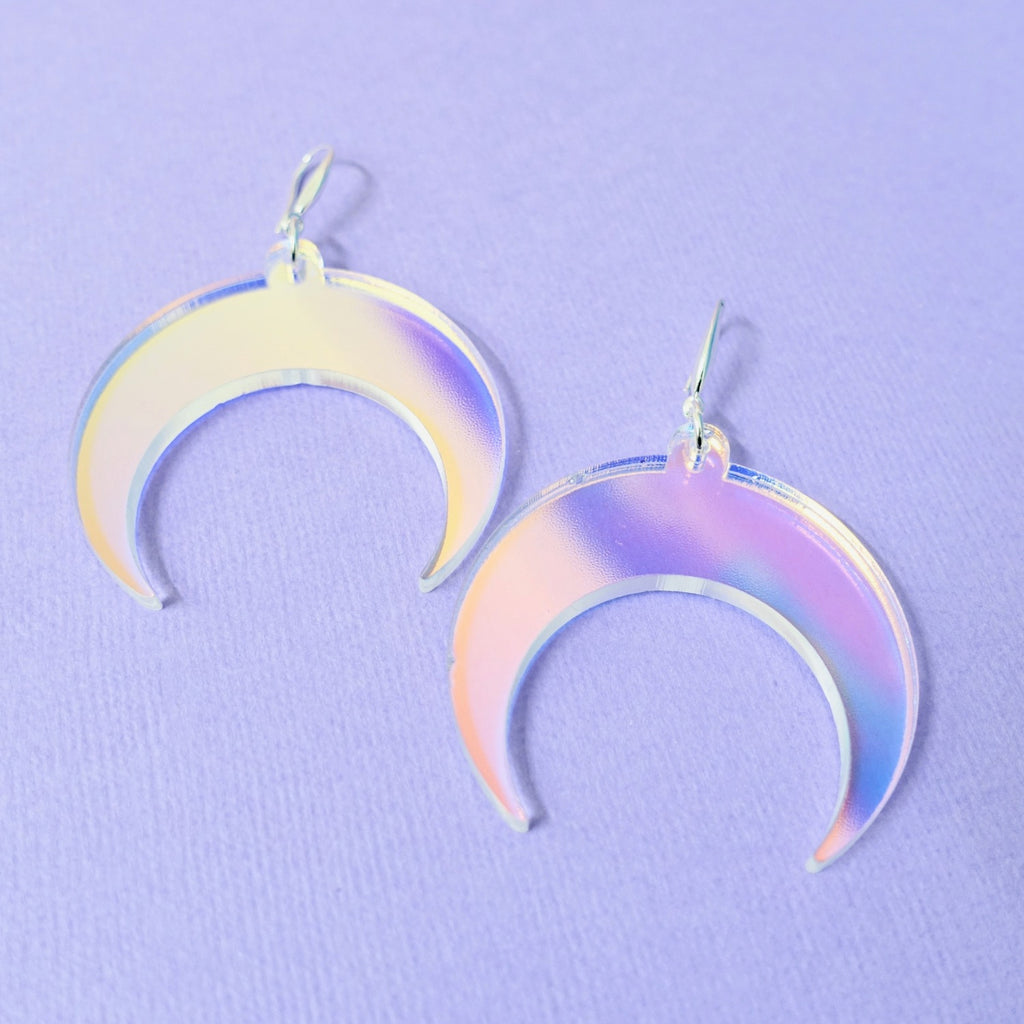 Crescent Moon Earrings - Iridescent - edenki