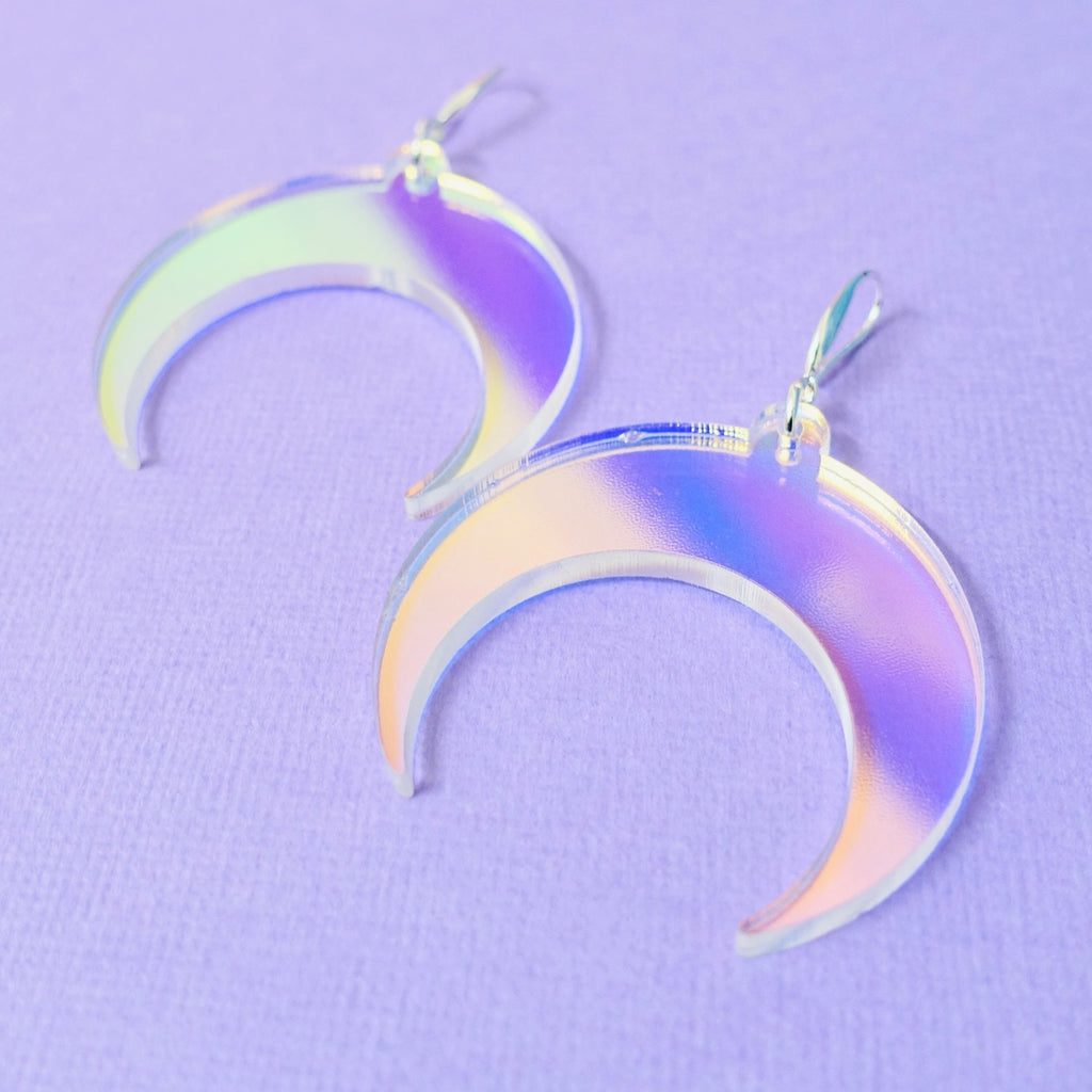 Crescent Moon Earrings - Iridescent - edenki