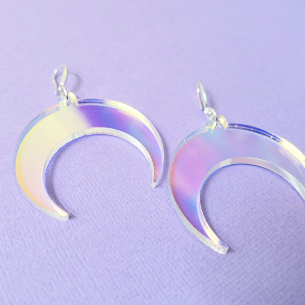 Crescent Moon Earrings - Iridescent - edenki