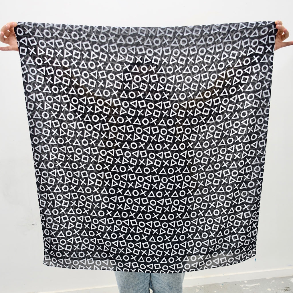 Playstation Button Icon Scarf - Black - edenki