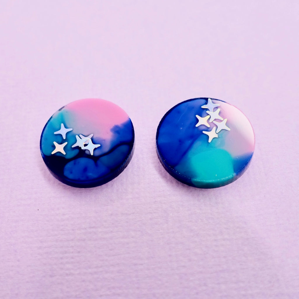 Round Stud Earrings in Nebula - edenki