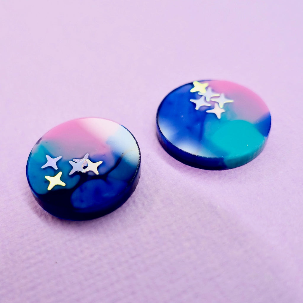 Round Stud Earrings in Nebula - edenki