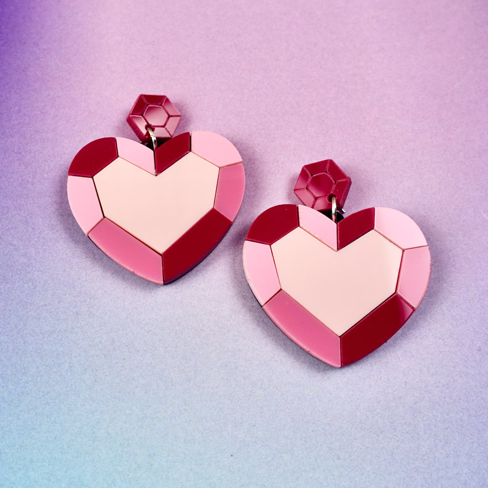 Heart Gem Statement Earrings - edenki