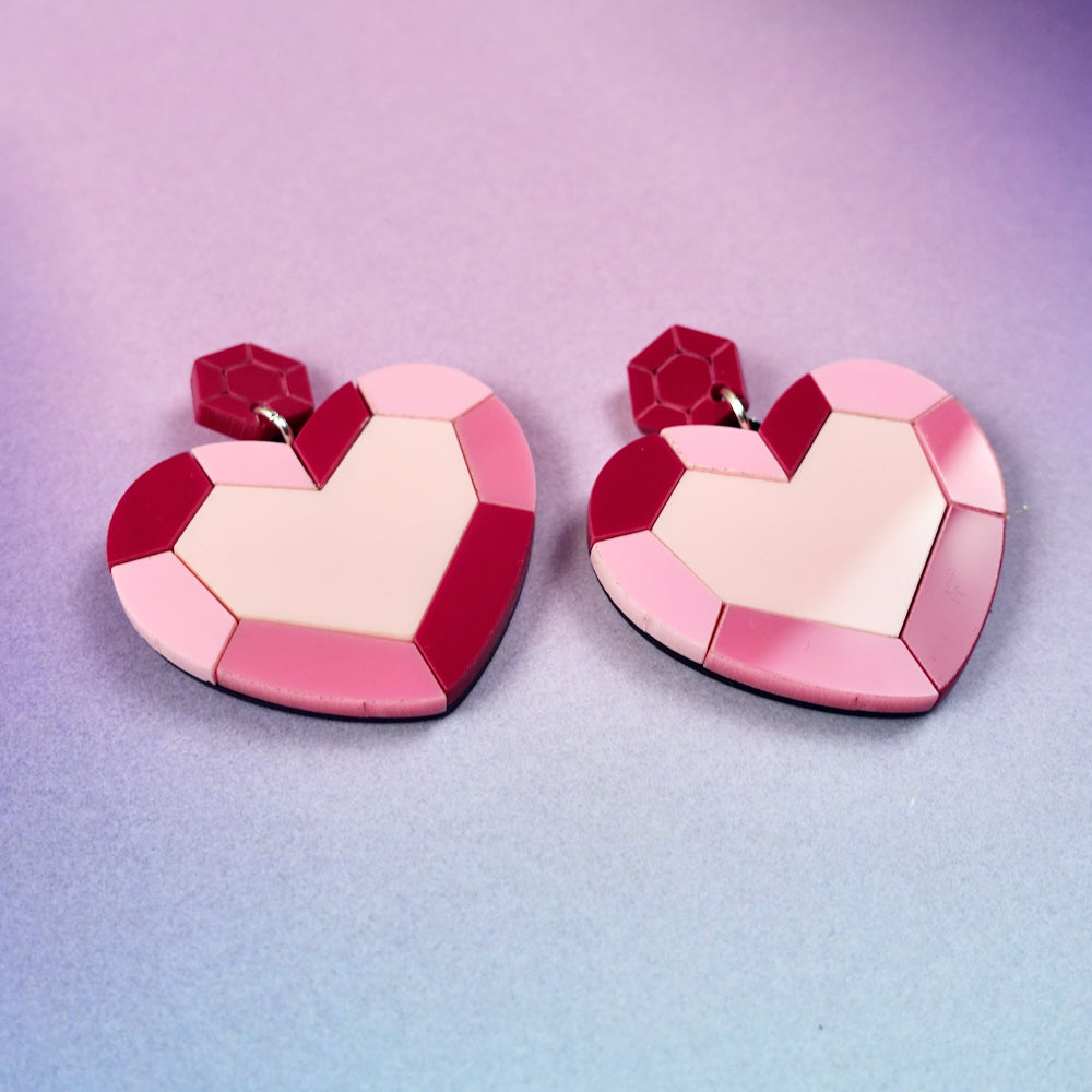 Heart Gem Statement Earrings - edenki