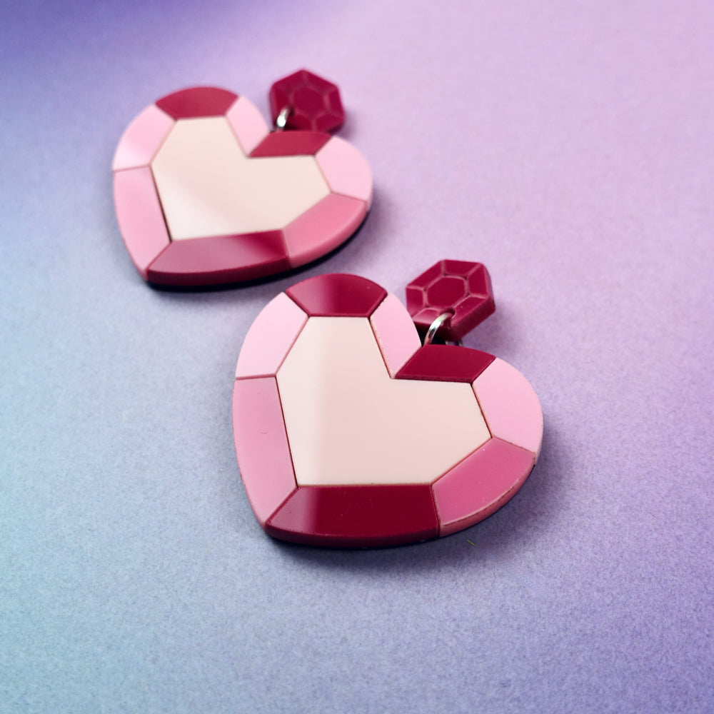 Heart Gem Statement Earrings - edenki