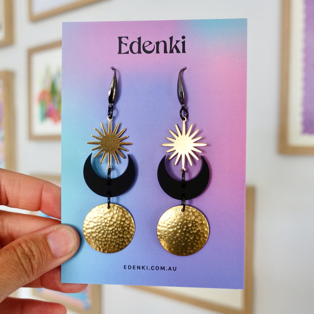 Sun, Moon, and Stars Earrings - edenki