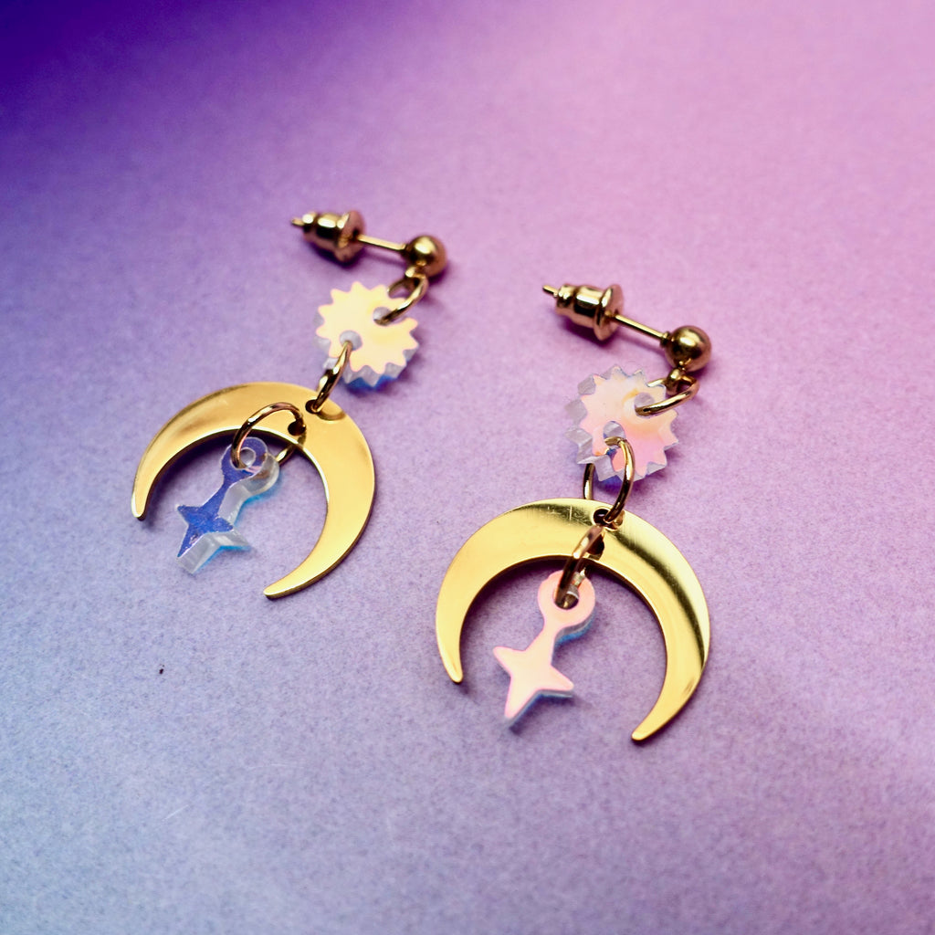 Luna Iridescent Moon Earrings