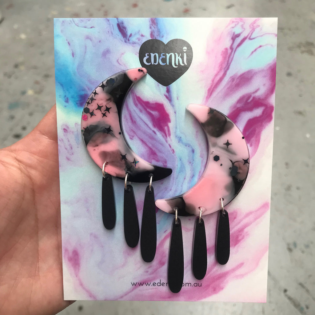 Pasiphae Resin Moon Statement Earrings - edenki
