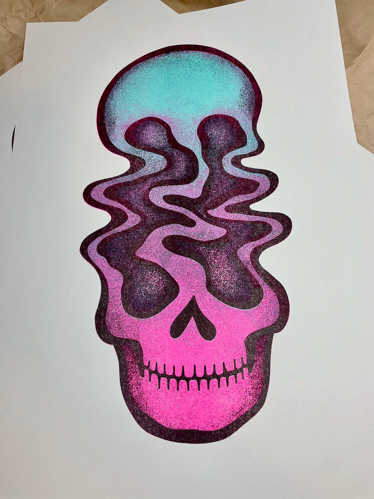 Psychedelic Skull A3 Risograph Print