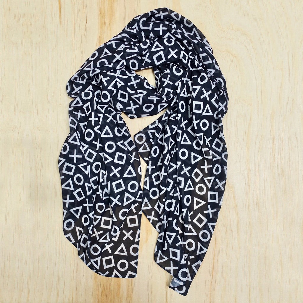 Gamer Button Icon Scarf - Black - edenki